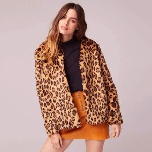 NWT Band of Gypsies Walk On The Wild Side Leopard Faux Fur Coat